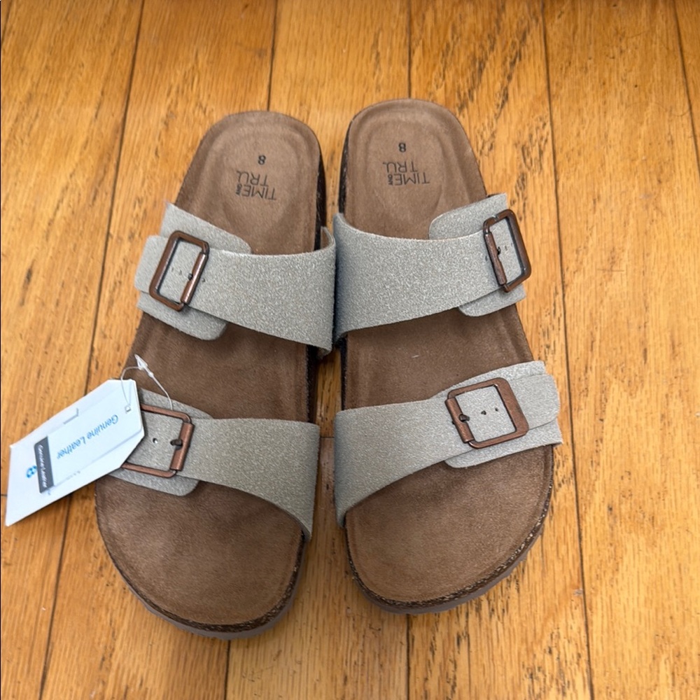 Time and Tru Beige Double Strap Sandals